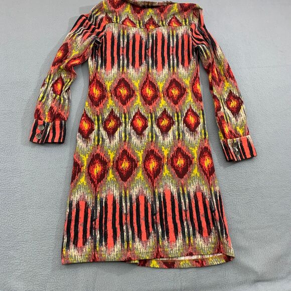 Uncle Frank Shirt Dress Womens Sz S Aztec Long Sleeve Patterned 1/4 Button Front - Picture 8 of 16
